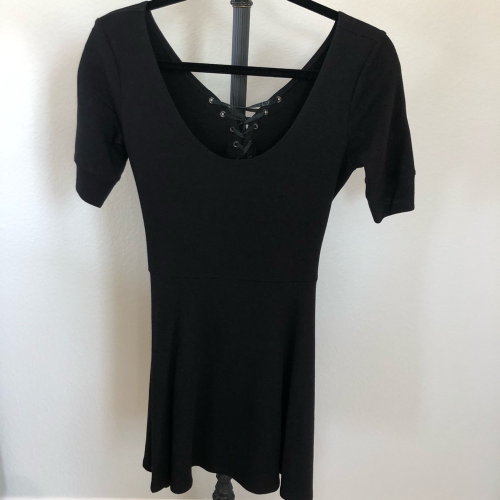 AIKO Black Stretch A-Line Dress w Back Laces Small
